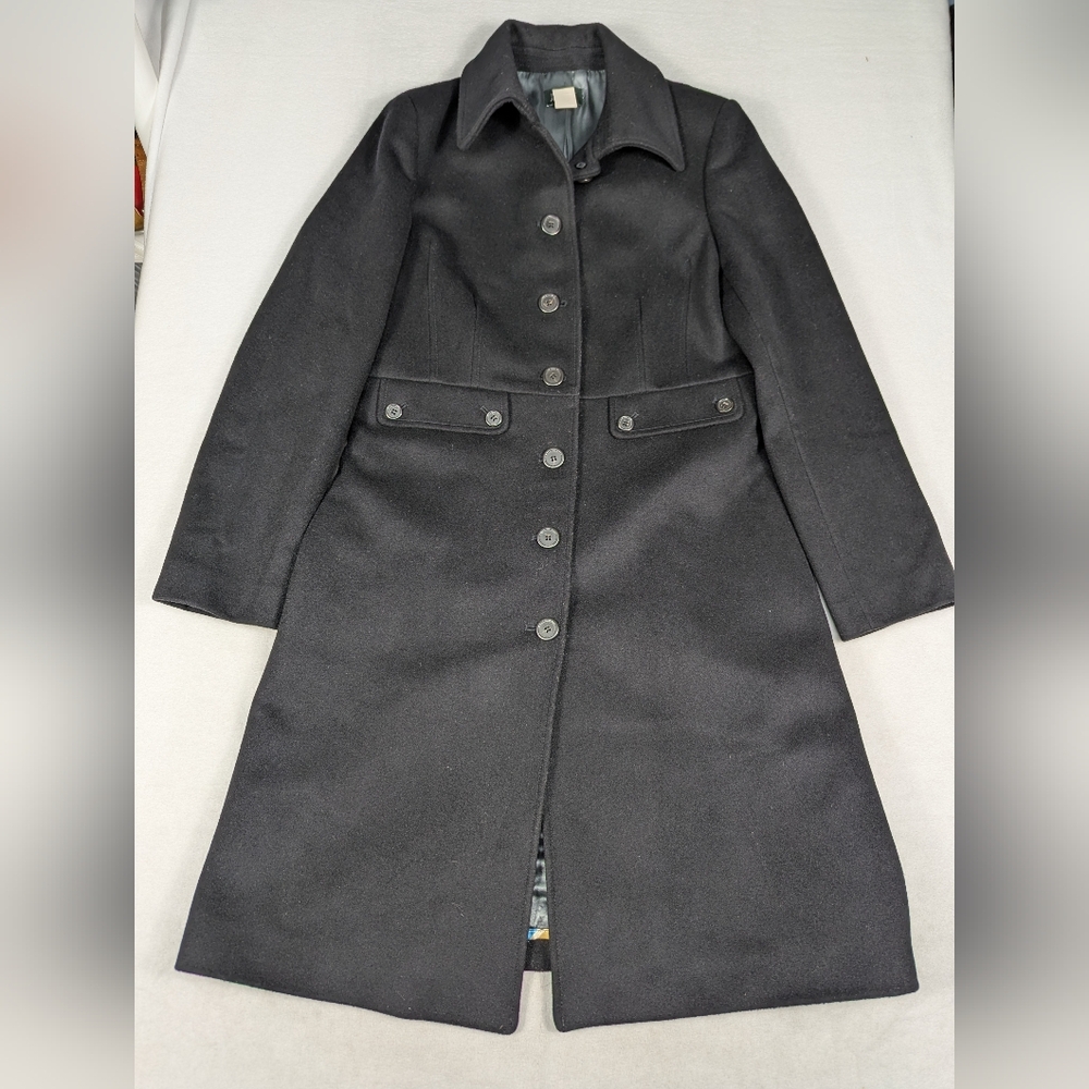 Vintage J.‎ Crew Wool Overcoat Women's Size 10P Black